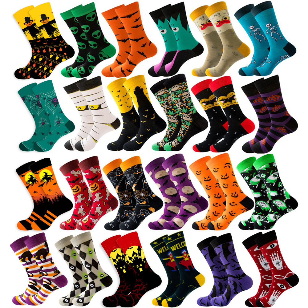 Wholesale funny crazy designer socks cool funky fashion custom logo cotton novelty socks fancy sox tube crew happy dress socks