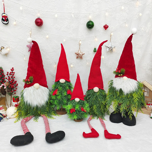 Long-Legged Elf Felt Christmas Tree Decoration 2024 New Year Holiday Fabric Santa & Gnome Figures Packaged in Box Craft Supplies