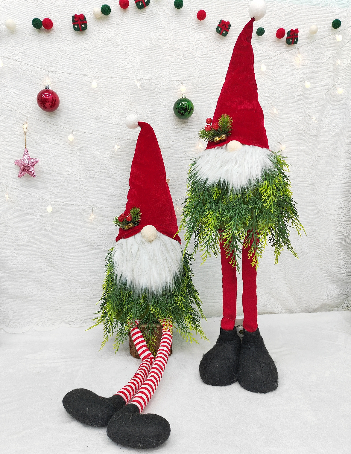 Long-Legged Elf Felt Christmas Tree Decoration 2024 New Year Holiday Fabric Santa & Gnome Figures Packaged in Box Craft Supplies