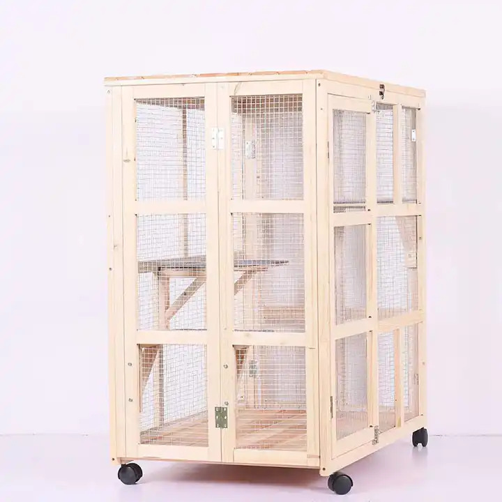 Fengmu other pet cages Customized weatherproof outdoor cheap large wooden iron bird cage bird house