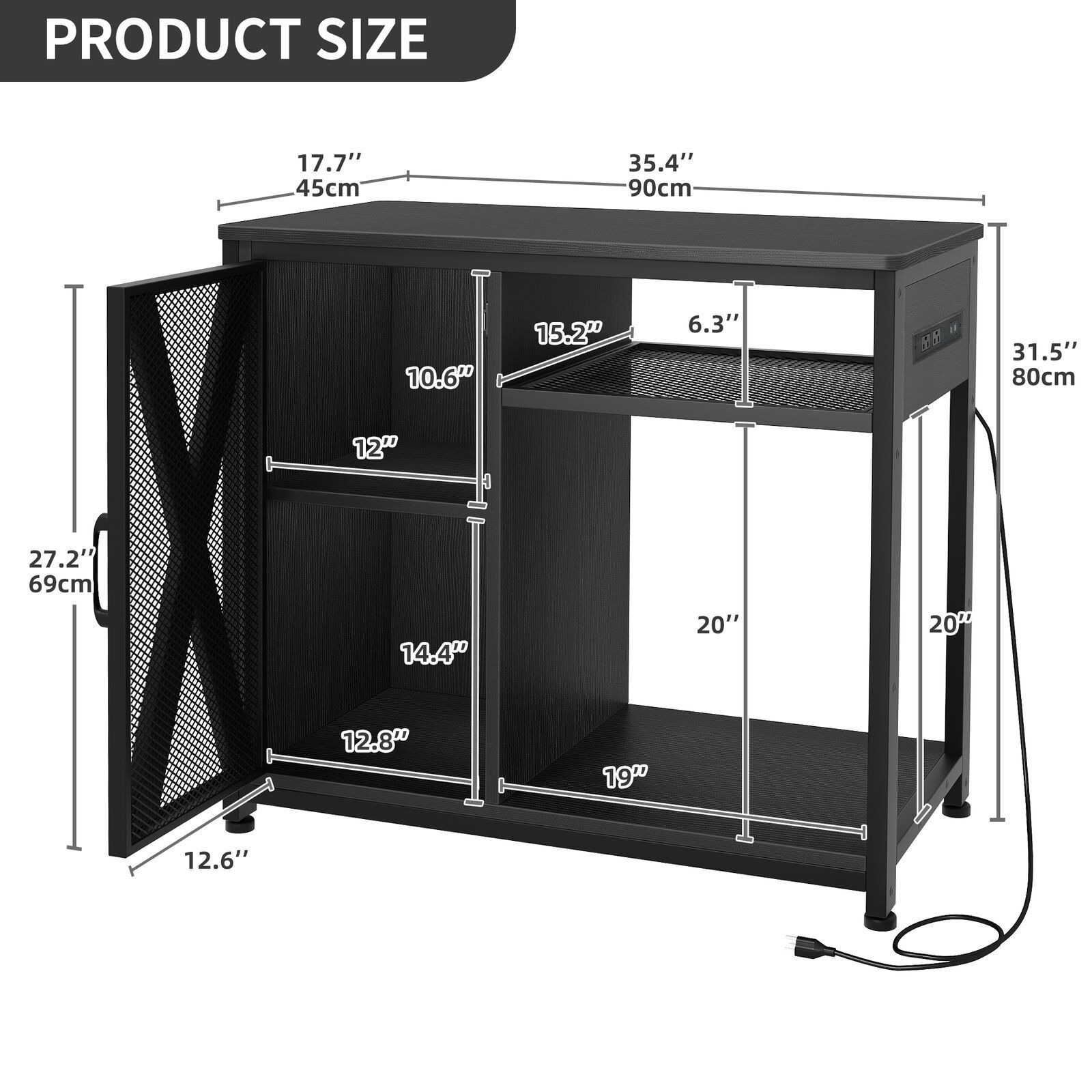 40-50 Gallon Metal Aquarium Stand Fish Tank Stand Storage Cabinet with Power Outlet