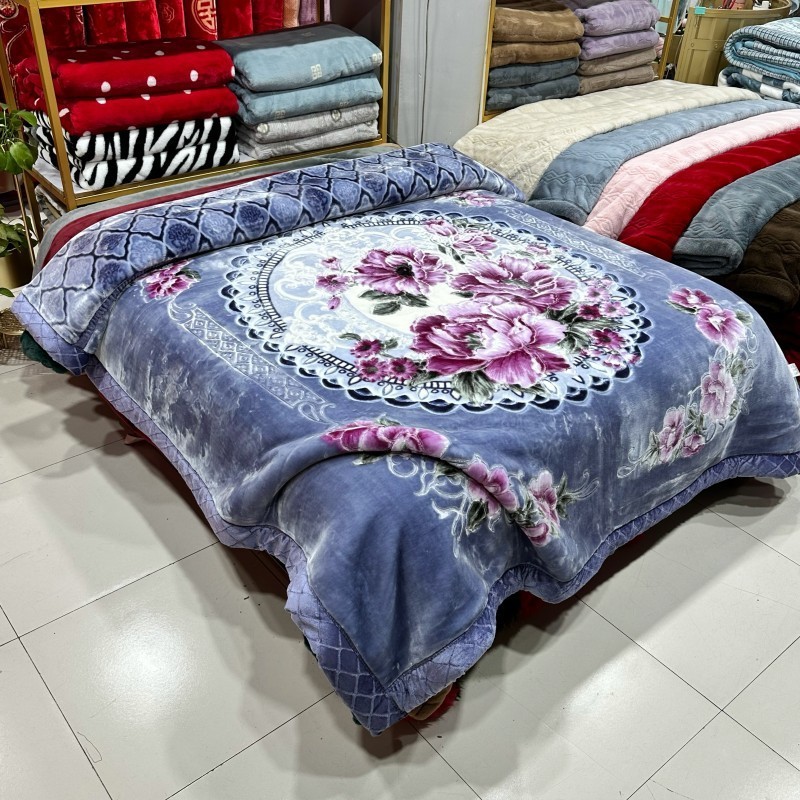 6KG 200*230CM Double Layer Sherpa Blanket Raschel Mink Blankets Bed Brilliant Wedding Flowers Big Size Raschel Blanket Supplier