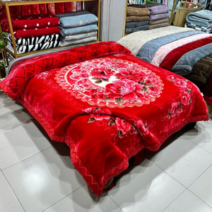 6KG 200*230CM Double Layer Sherpa Blanket Raschel Mink Blankets Bed Brilliant Wedding Flowers Big Size Raschel Blanket Supplier