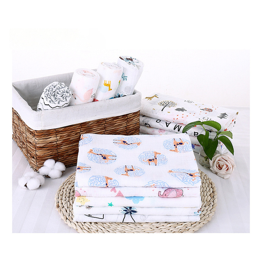 Wholesale Organic Baby Muslin Swaddle Blankets 100% Organic Cotton Neutrals Muslin Swaddle Blankets Newborn MOQ 1 PCS 70 x 70 CM