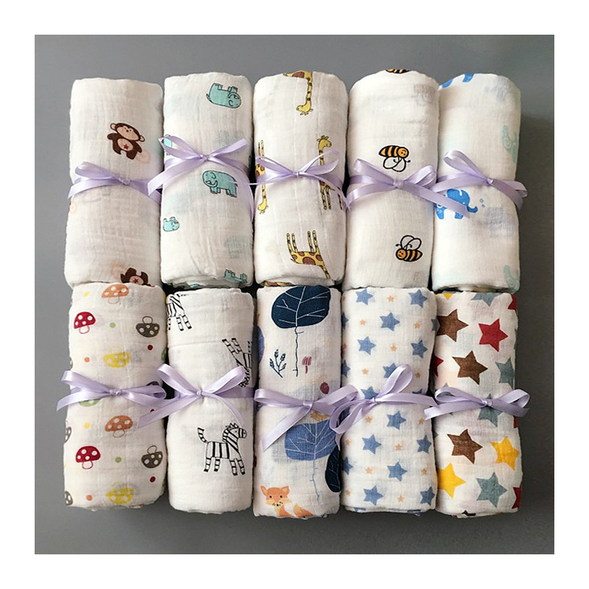 Wholesale Organic Baby Muslin Swaddle Blankets 100% Organic Cotton Neutrals Muslin Swaddle Blankets Newborn MOQ 1 PCS 70 x 70 CM