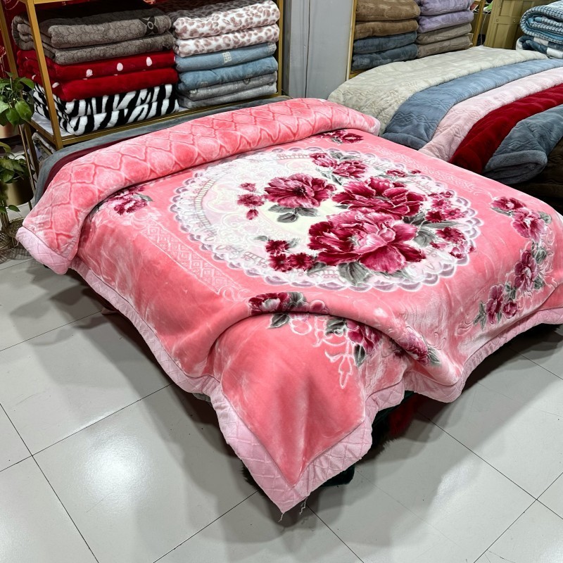 6KG 200*230CM Double Layer Sherpa Blanket Raschel Mink Blankets Bed Brilliant Wedding Flowers Big Size Raschel Blanket Supplier