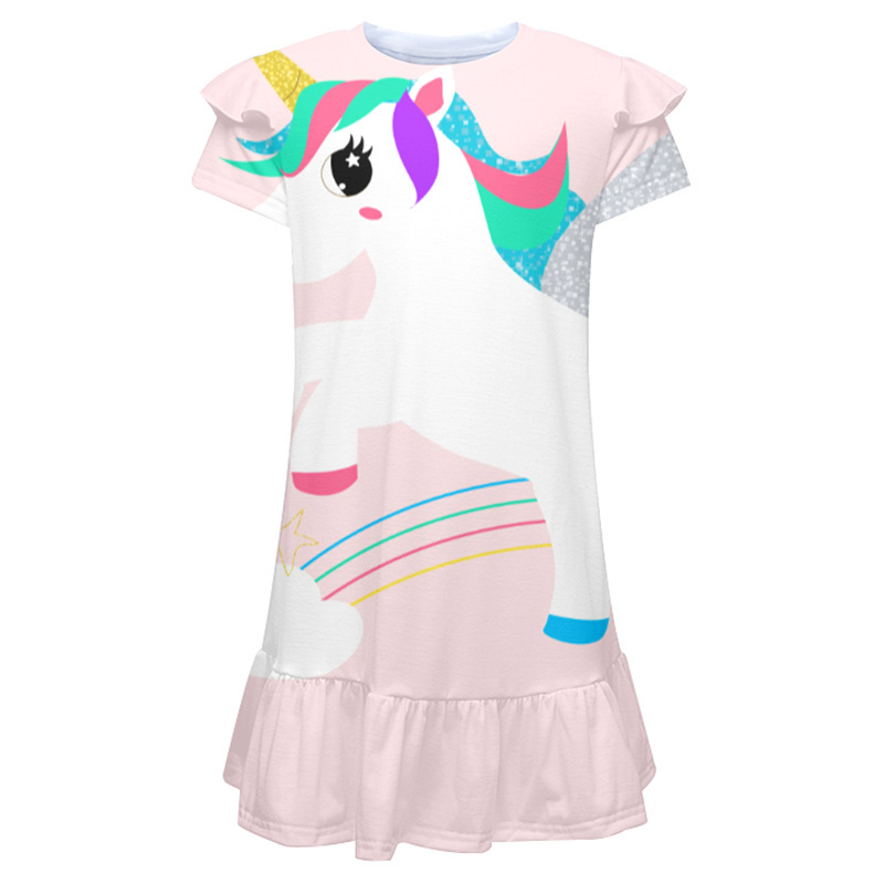 Girls Short Sleeve Sublimation Floral Swimwear Beachwear Bathing Suit One Piece Swimsuit Swimming Costumes for Children