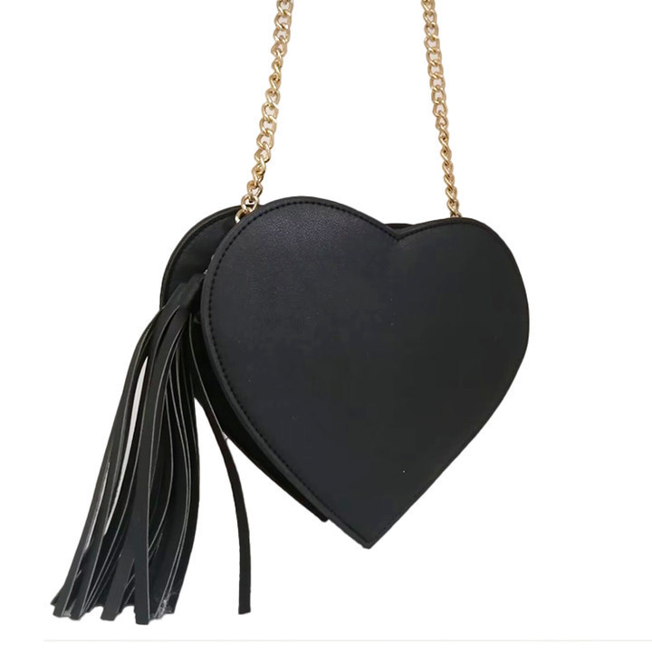 Custom make vegan Pu Leather Crossbody Shoulder sling Purse Bags heart shape bag for women lady