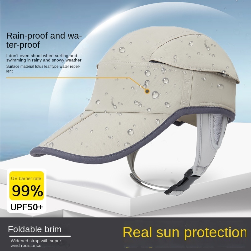 Foldable Beach Hat sun blocking surfing cap UV protection baseball cap windproof quick-drying cap