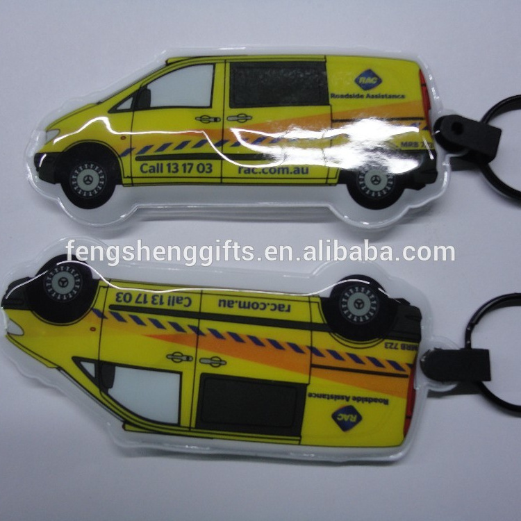 Environmental Custom Promotional gift Car Shape LED Squeeze Key lights soft pvc keychain