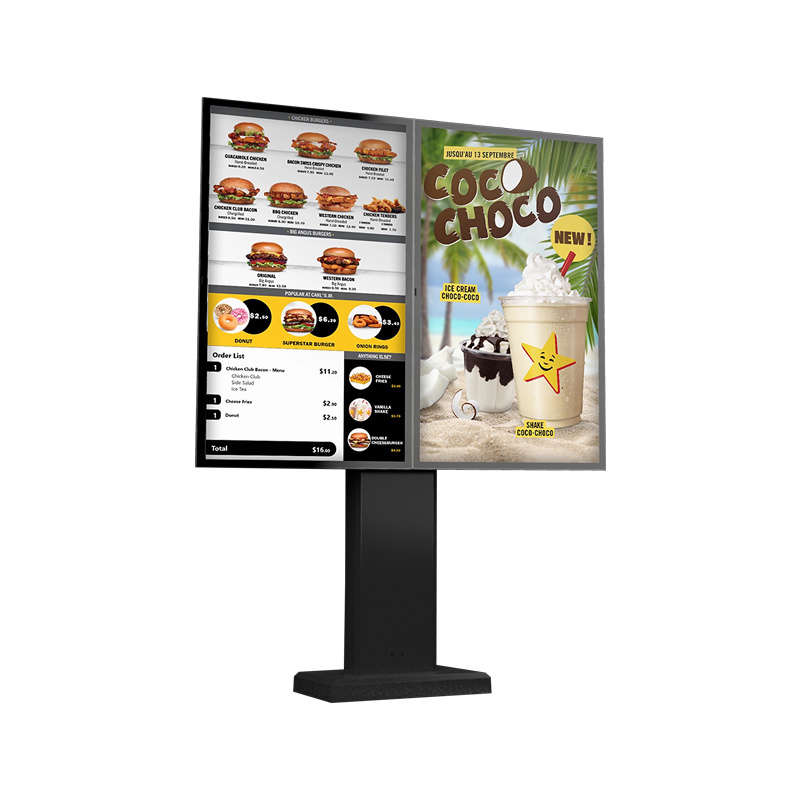 Slim & robust design outdoor IP56 waterproof drive thru system restaurant menu digit board lcd display screen