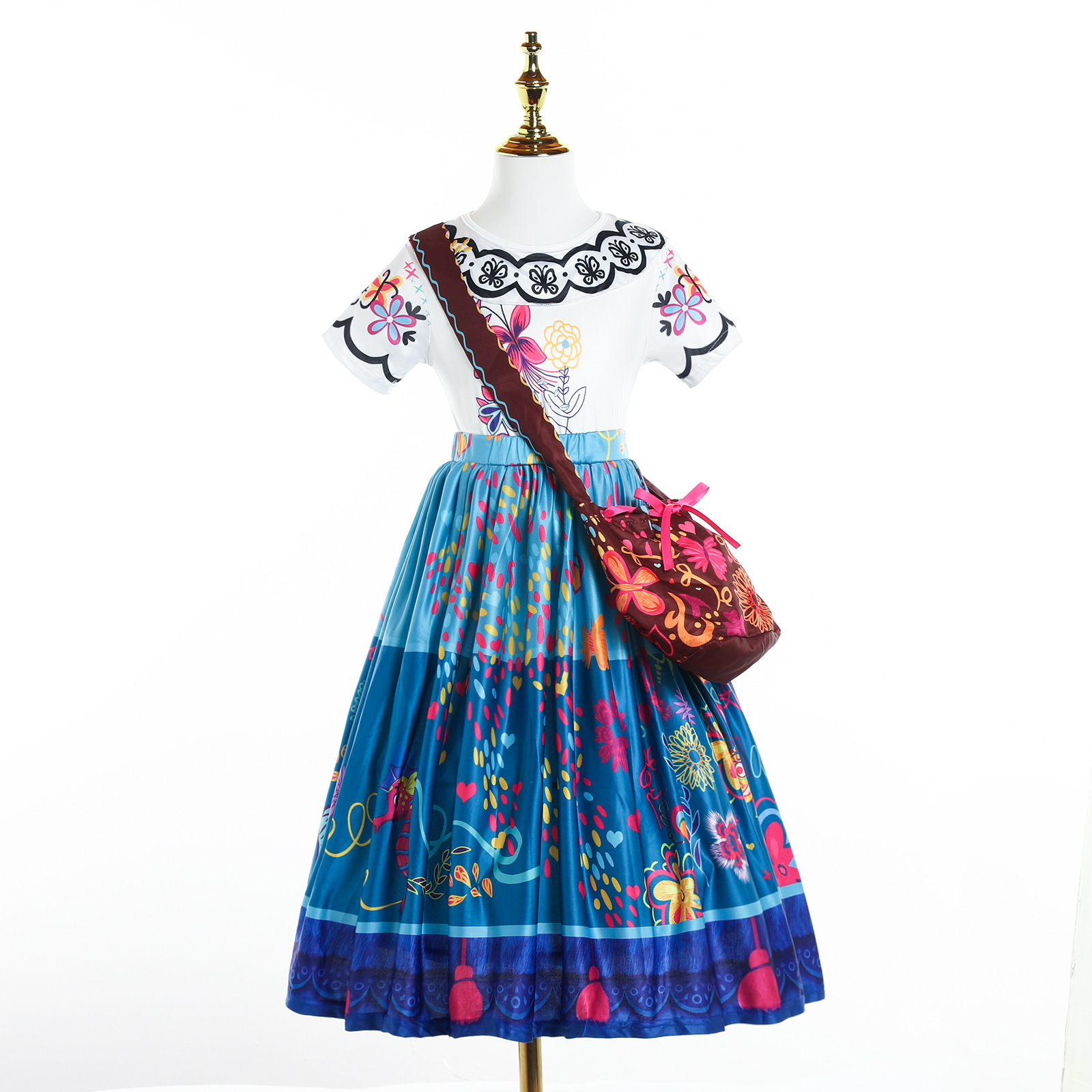 2024 Girls Summer Casual Magic Dress Children's Kids Print Princess Dresses With Bag For Cosplay Party