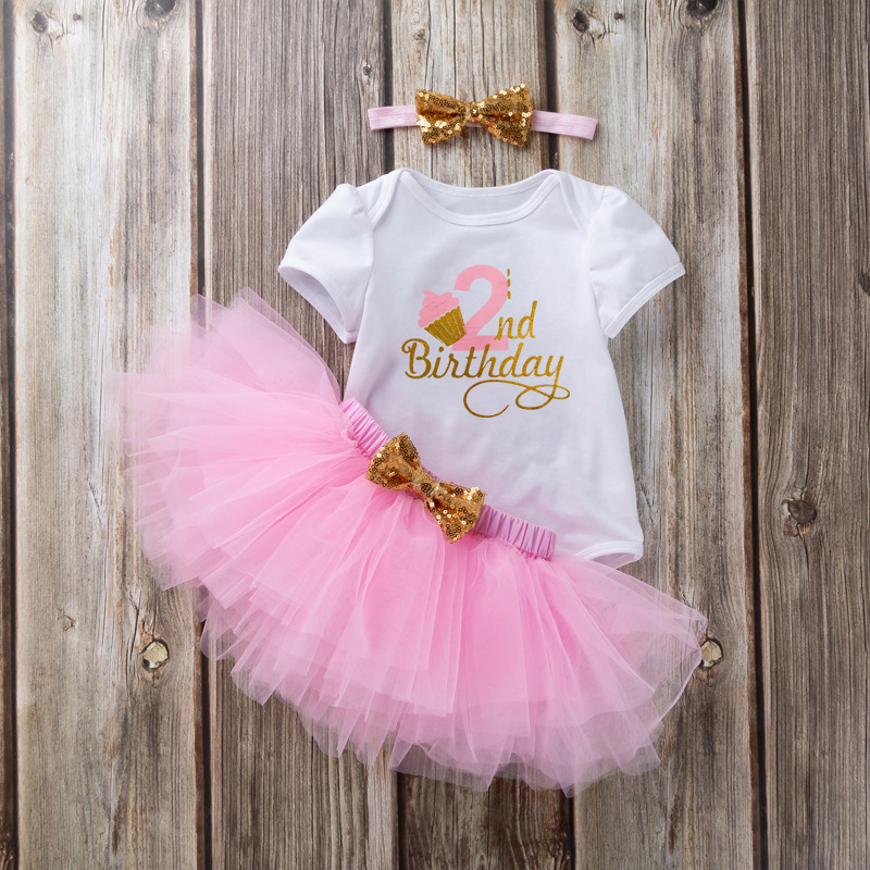 Baby 2ND Birthday Clothes Romper Suits Newborn Girl Princess Tutu Dress For Party