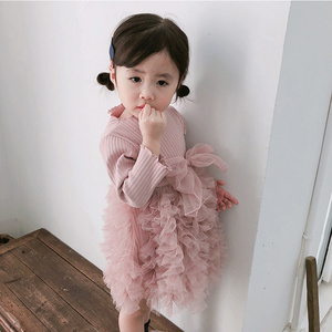 Infants clothing Baby Girls puffy tulle dress toddler knit dress