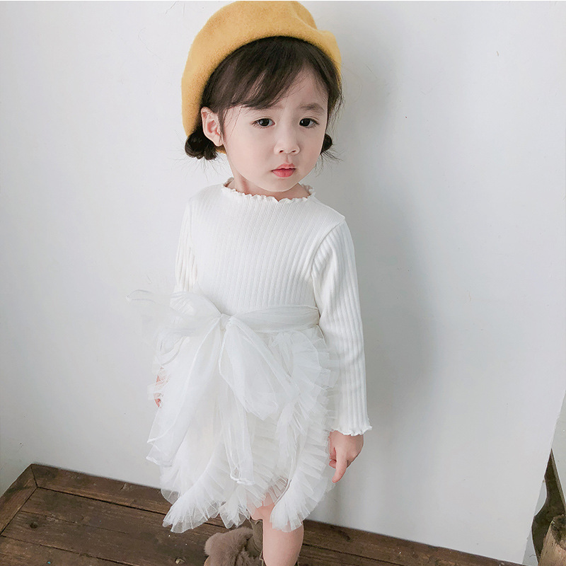 Infants clothing Baby Girls puffy tulle dress toddler knit dress