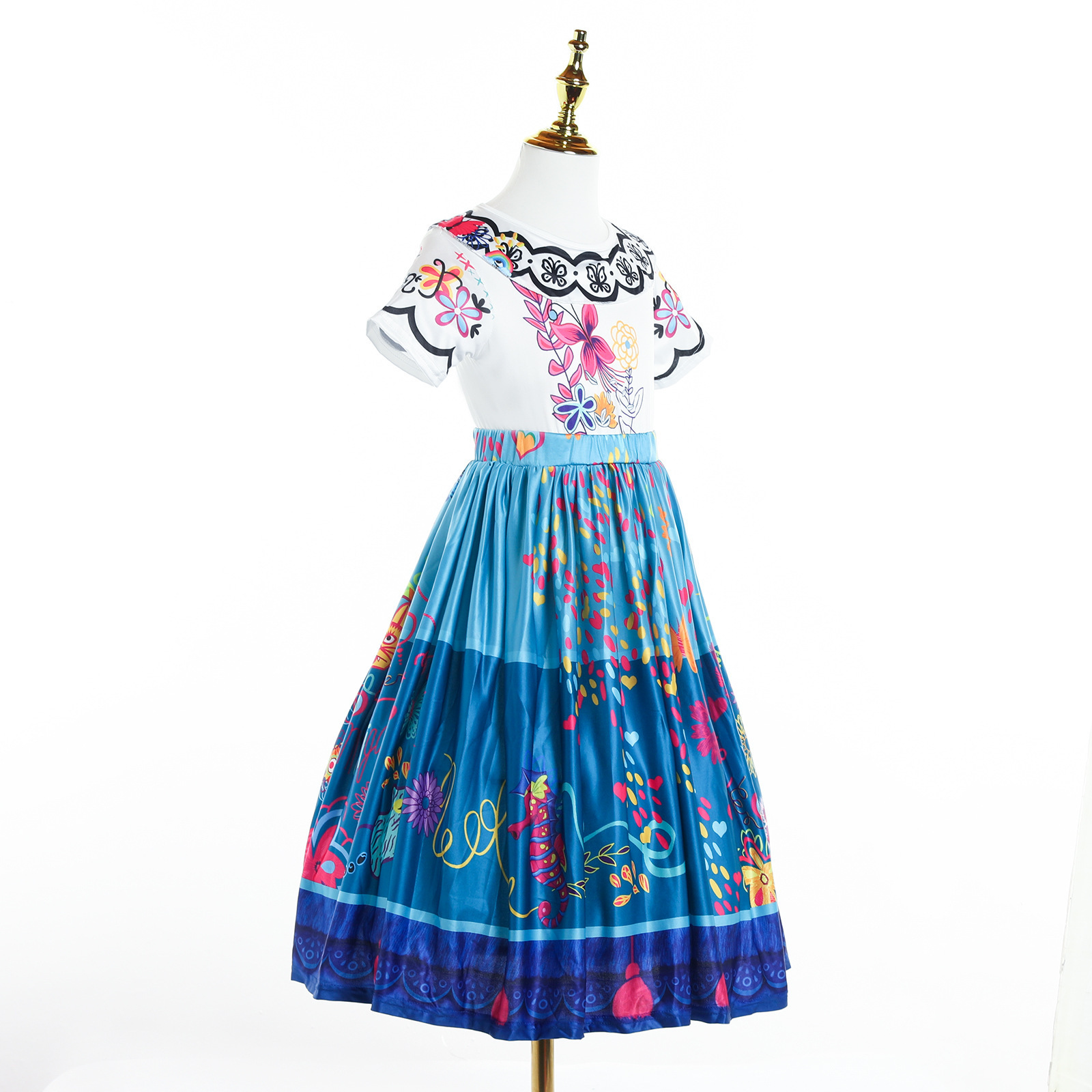 2024 Girls Summer Casual Magic Dress Children's Kids Print Princess Dresses With Bag For Cosplay Party