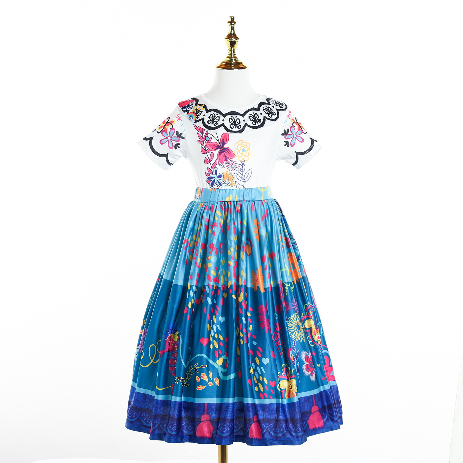 2024 Girls Summer Casual Magic Dress Children's Kids Print Princess Dresses With Bag For Cosplay Party