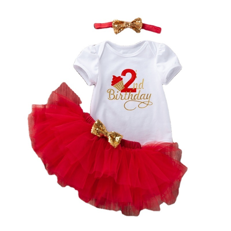 Baby 2ND Birthday Clothes Romper Suits Newborn Girl Princess Tutu Dress For Party