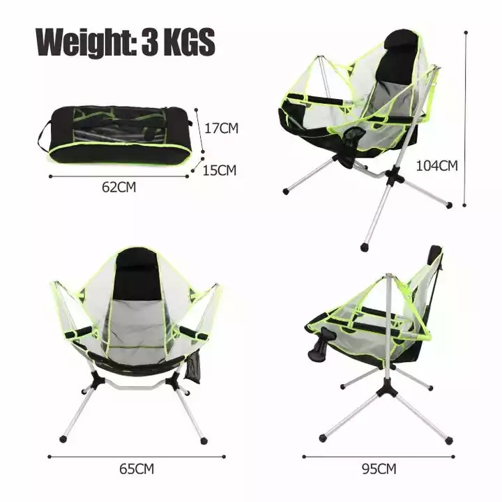 Patio Rocking Recliner Camping Chair Aluminum Alloy Swing Camp Chair Lightweight Hammock Camp Chairs with Pillow Cup Holder