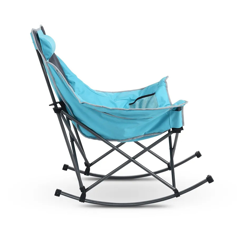 Outdoor Deluxe Comfortable Portable Padded Steel Fold Rocking Chair Camping Chair