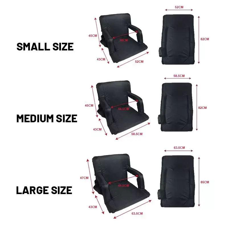 Outdoor Folding Stadium Seat Chair Deluxe Reclining Wide Adults Camping Portable Heated Back Support Chair for Bleachers