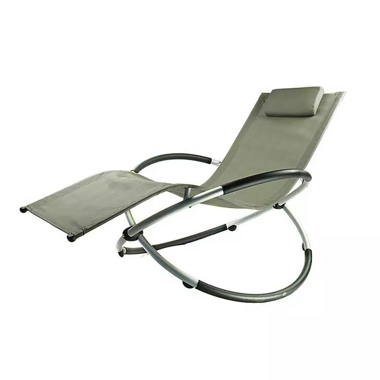 Aluminum Alloy Hammock Swing Chair Folding Beach Swivel Rocking Zero Gravity Lounge Chair With Circular Base