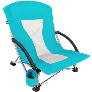 Low Sling Beach Chair for Camping Concert Lawn, Low and High Mesh Back Two Versions