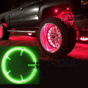 17 inch App Controlled Dream Chasing Flow Double Row Illuminated Truck LED Wheel Rings Lights Tire Light