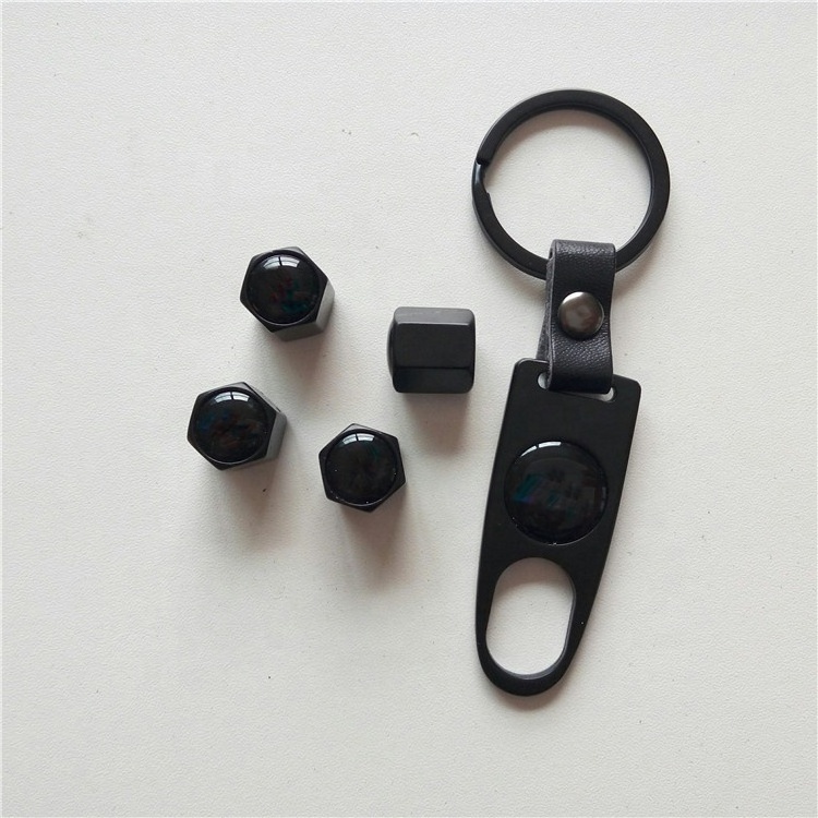 Custom Zinc Alloy Metal Black Keychain Car Tire Valve Dust Caps