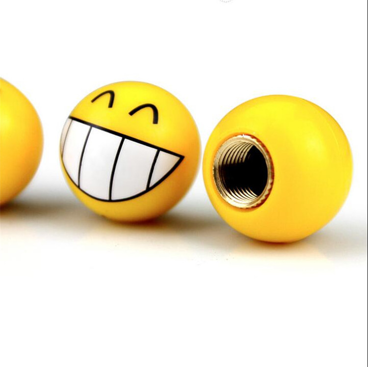 Plastic Customized Yellow Smile Face Auto tyre wheel valve dust caps