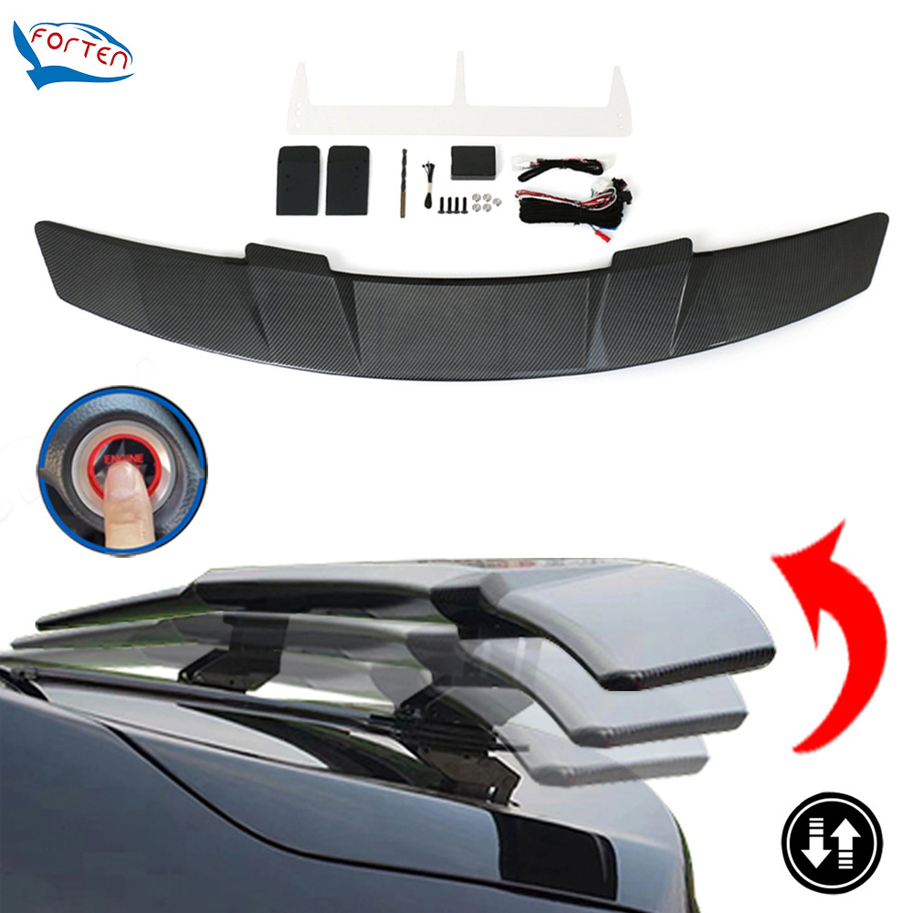 Carbon FIber Spoiler Automatic Up Down Universal Rear Trunk Tail Boot Car Spoiler Wing For Sedan Coupe Engine Remote Key Control