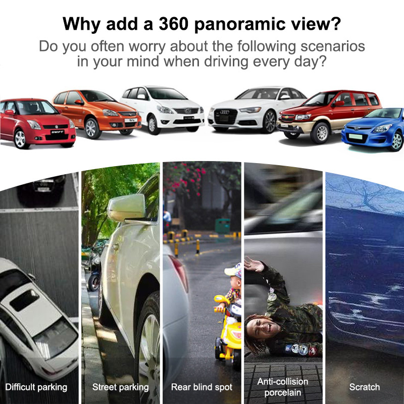 ahd 1080p Reverse Camera Blind Spot Detection System 360 Car Camera Parking Bird View System For Land cruiser LC200 LC300