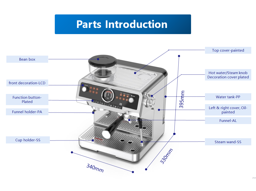 Ulka pump expresso coffee machine with bean grinder commercial coffee maker italian coffee machine for Mocha  Latte Cappuccino