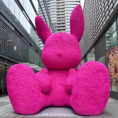 Large Cartoon Mascot Inflatable Balloon Model Plush Rabbit Bear Holding Breath with Flower Display for Displays and Events