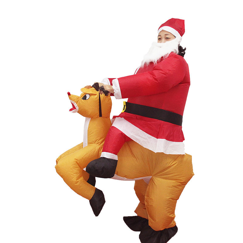 Fun inflatable Santa riding deer costume Christmas Home party costume Christmas party costume props