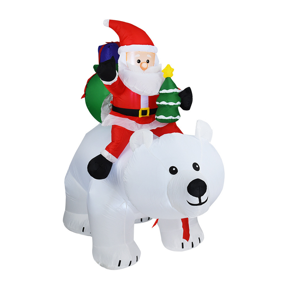 Cross-Border Holiday Decoration White Christmas Bear Balloon Santa Claus Riding Shaking Bear Festive Atmosphere Inflatable