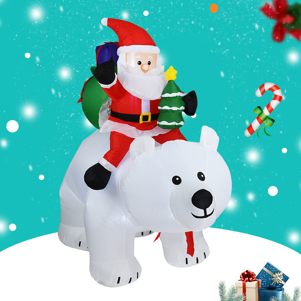 Cross-Border Holiday Decoration White Christmas Bear Balloon Santa Claus Riding Shaking Bear Festive Atmosphere Inflatable