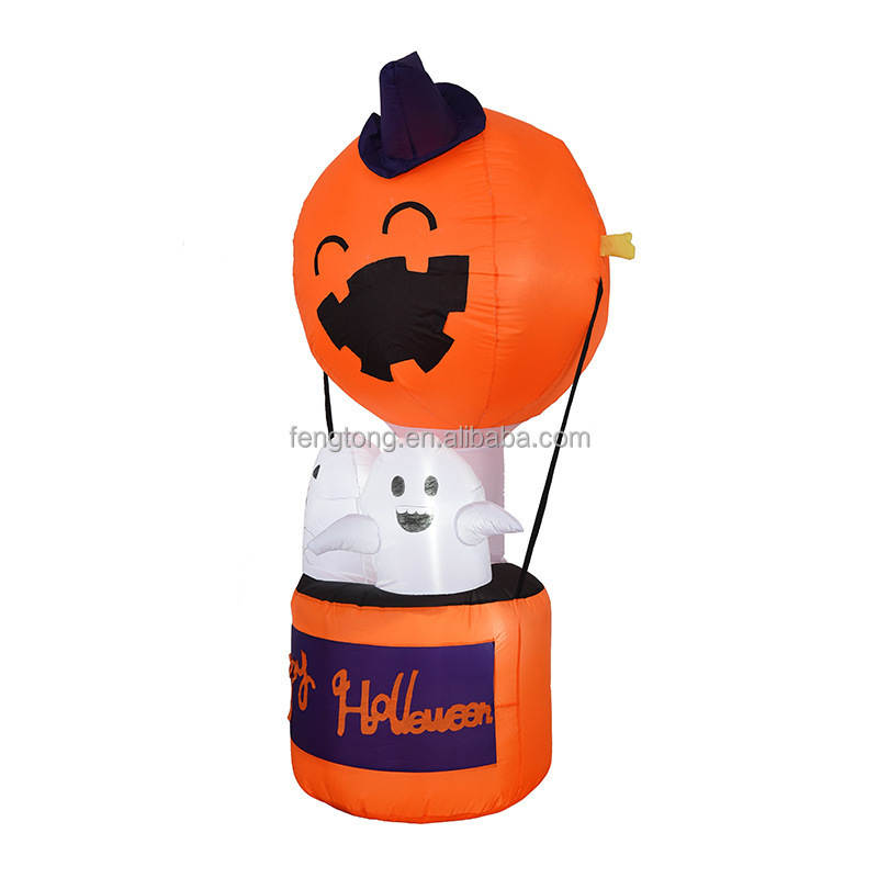 Outdoor Patio Halloween decorations LED inflatable pumpkin balloons with white Ghost Halloween decorations live props