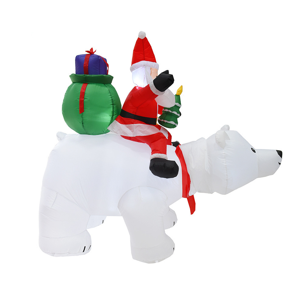 Cross-Border Holiday Decoration White Christmas Bear Balloon Santa Claus Riding Shaking Bear Festive Atmosphere Inflatable