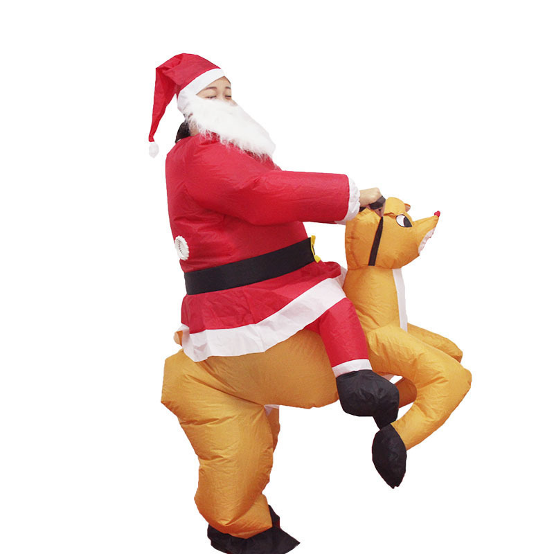 Fun inflatable Santa riding deer costume Christmas Home party costume Christmas party costume props