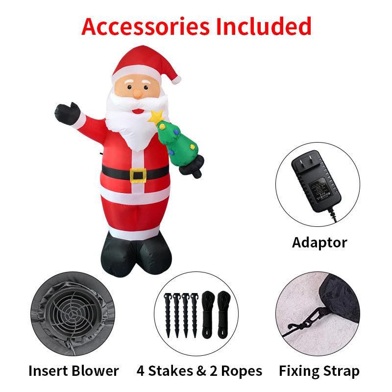 2023 New Factory Stock Christmas inflatables 8ft Christmas inflatable Santa Claus with led lights for holiday decorations