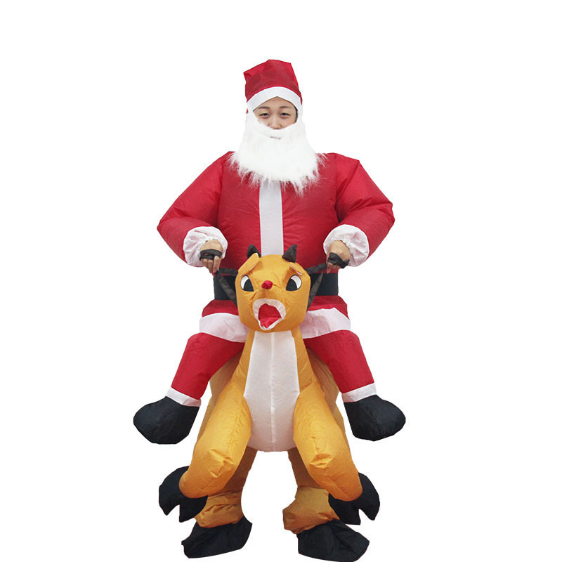 Fun inflatable Santa riding deer costume Christmas Home party costume Christmas party costume props