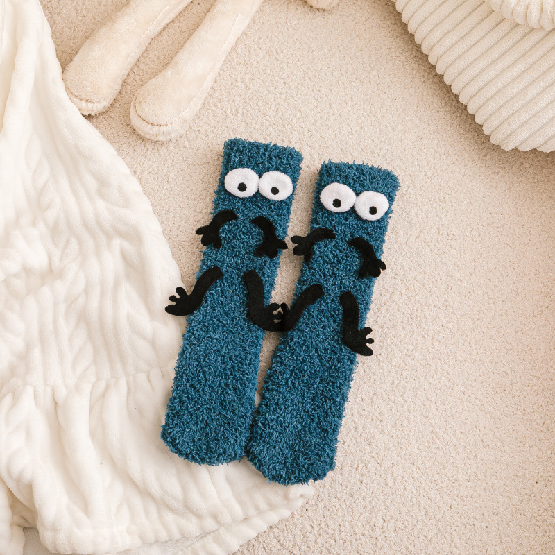 kids fuzzy socks with hands 3D cute cartoon children socks winter thickened warm Coral velvet socks for children