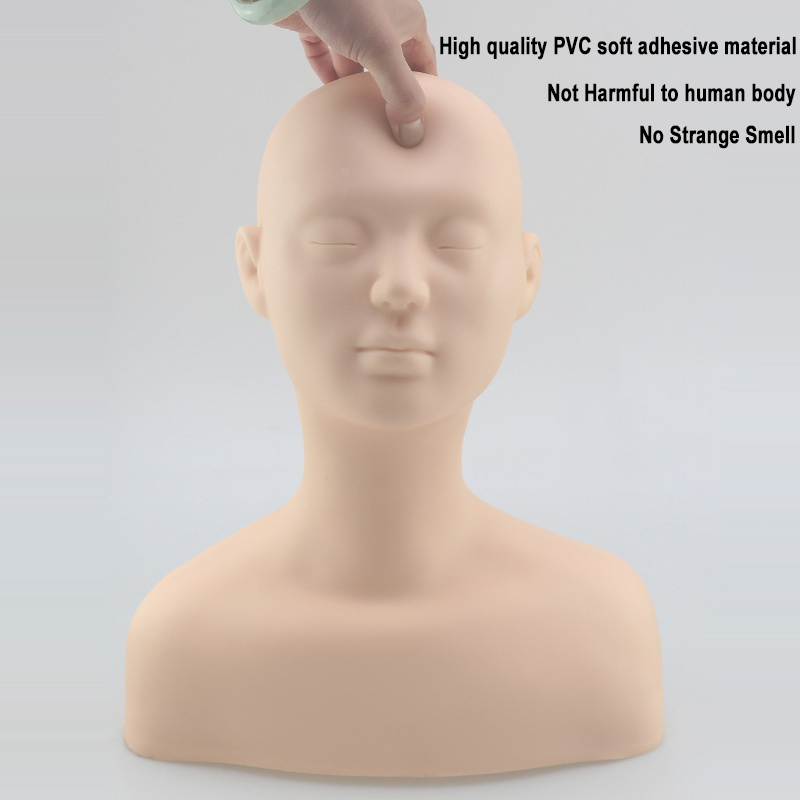 High Quality Soft Silicone Facial SPA Treatment Practice Mannequin Head Massage Training Head With Shoulder