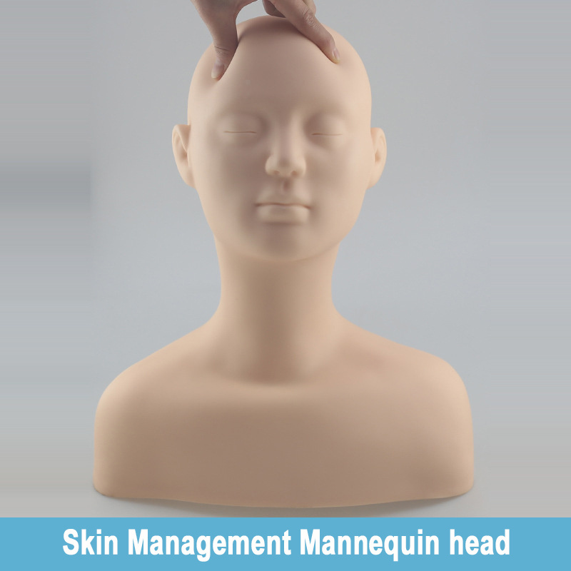 High Quality Soft Silicone Facial SPA Treatment Practice Mannequin Head Massage Training Head With Shoulder