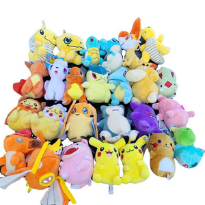 Kawaii 4 Inch Anime Character toys Plush Key Chain Toy Pikachu Gengar Charmander Plush Grab Doll