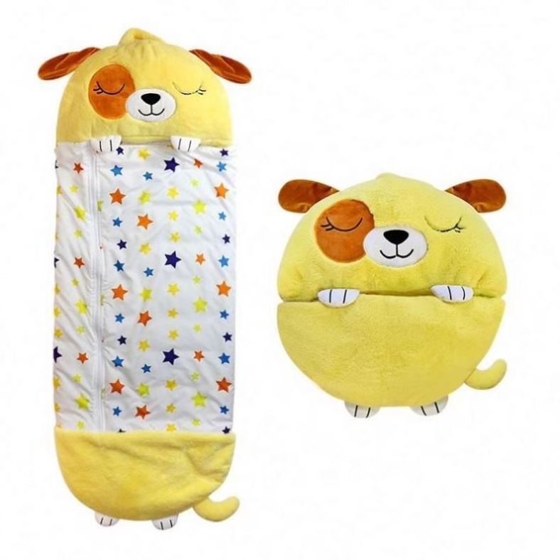 Wholesale New Design Customized Cartoon Animal Children Kids Plush Sleeping Bag with Pillow Opp Bag Bear Bag GP Unisex Variable