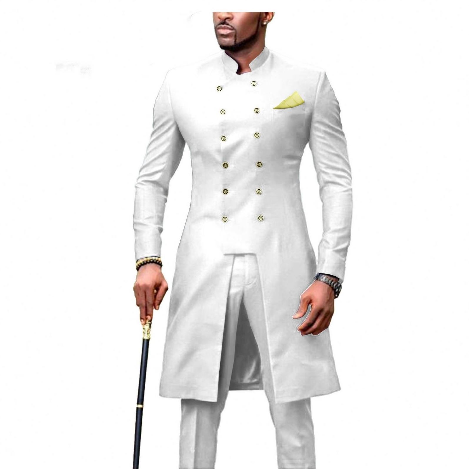 Casual Suit Banquet African Two-piece Suit New Design High Quality Men's Business for Groom and Groom Wedding Woven Long Adults