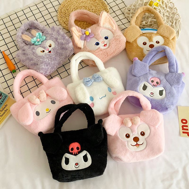 Kawaii Sanrio Plush Bag Kuromi Melody Plush Handbag Plush Toy Doll Birthday Gift For Kid