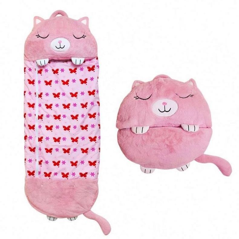 Wholesale New Design Customized Cartoon Animal Children Kids Plush Sleeping Bag with Pillow Opp Bag Bear Bag GP Unisex Variable